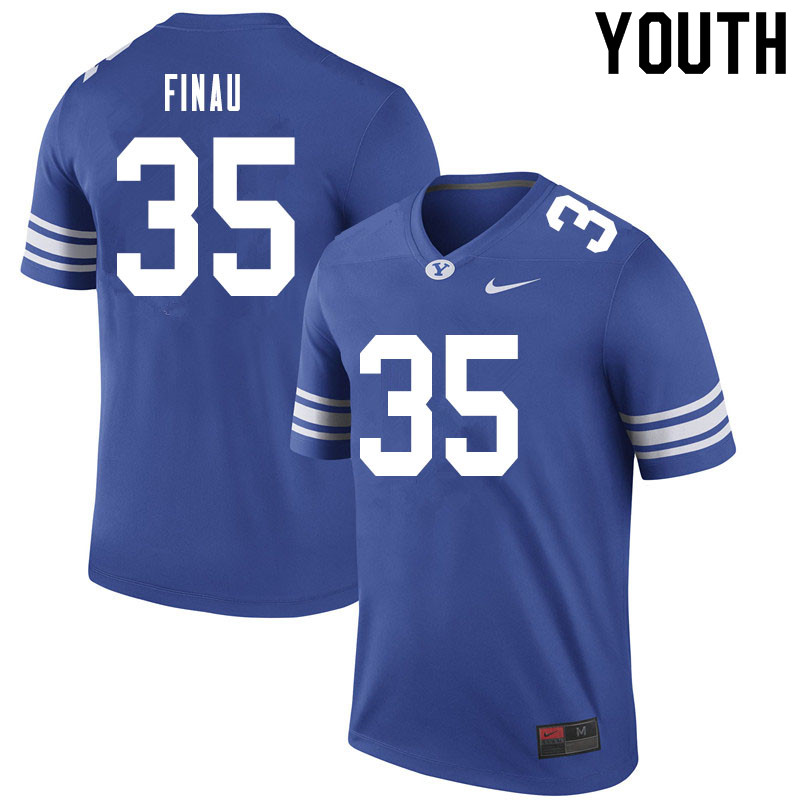 Youth #35 Sione Finau BYU Cougars College Football Jerseys Sale-Royal - Click Image to Close